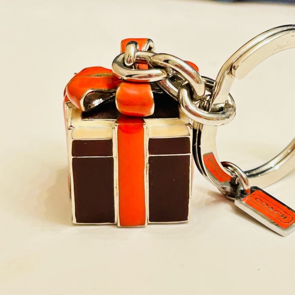 Coach Red and Gold Gift Box Keychain